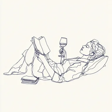Relaxed Woman Enjoying Wine and Reading Relaxed Woman Enjoying Wine and Reading
