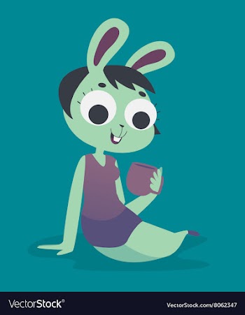 Relaxing Bunny Girl Holding a Mug vector image