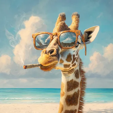 Relaxing Giraffe on the Beach Relaxing Giraffe on the Beach