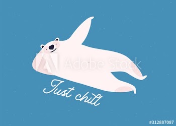 Relaxing grizzly, lying polar bear flat vector illustration