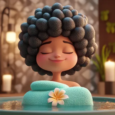 Relaxing Spa Emoji with Afro Relaxing Spa Emoji with Afro