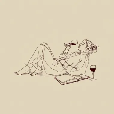 Relaxing Woman Enjoying Wine and a Book Relaxing Woman Enjoying Wine and a Book