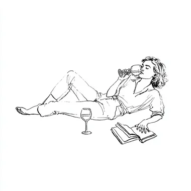 Relaxing Woman Enjoying Wine and Reading Relaxing Woman Enjoying Wine and Reading