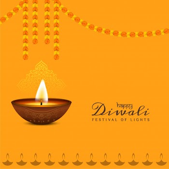 Religious happy diwali background design with garland Free Vector