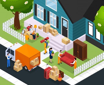 Relocation isometric Free Vector