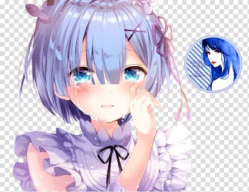 Rem Render, illustration of gray-haired female anime character transparent background PNG clipart