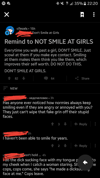 Reminder to not SMILE AT GIRLS : IncelTears