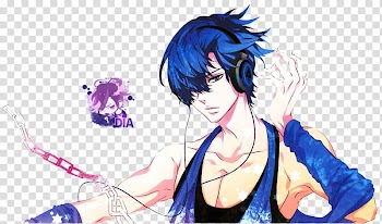 Render , blue-haired male anime character transparent background PNG clipart