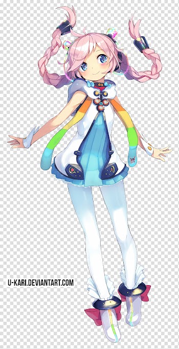 Render , pink-haired female anime character transparent background PNG clipart