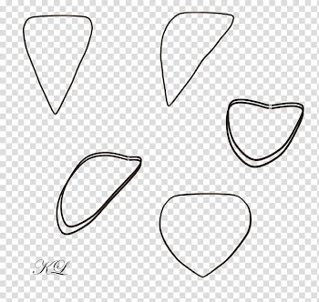 Rendered neck cords KL, five black lined transparent background PNG clipart