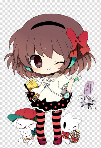 Renders Anime Chibi, brown-haired female anime character standing art transparent background PNG clipart