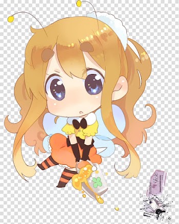 Renders Anime Chibi, female anime character with orange hair and dress transparent background PNG clipart