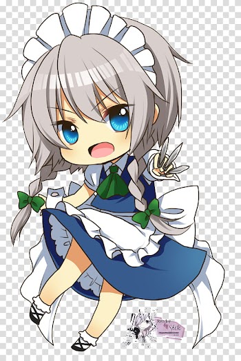 Renders Anime Chibi, girl in blue dress illustration transparent background PNG clipart