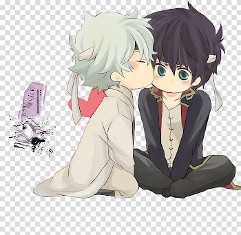 Renders Anime Chibi, male anime character kissing other male character transparent background PNG clipart