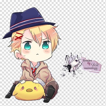 Renders Anime Chibi, male detective chibi cartoon with hat transparent background PNG clipart