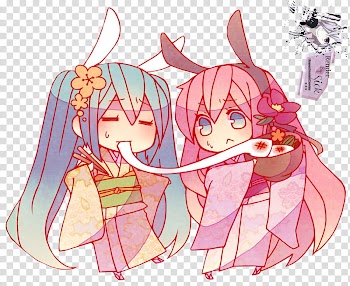 Renders Anime Chibi, two female anime character art transparent background PNG clipart