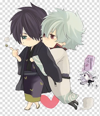 Renders Anime Chibi, two gray and black haired animated character illustration transparent background PNG clipart