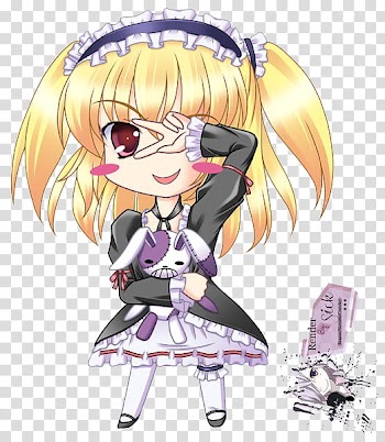 Renders Anime Chibi, yellow-haired female character transparent background PNG clipart