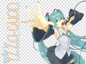 Renders Anime, teal long-haired animated character holding microphone transparent background PNG clipart