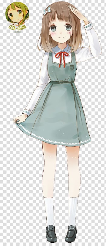 Renders Anime, woman in gray dress transparent background PNG clipart