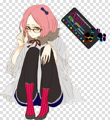 Renders N, female anime character with eyeglasses transparent background PNG clipart