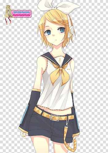 Renders VOCALOID, yellow haired anime character transparent background PNG clipart
