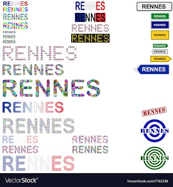 Rennes text design set vector image