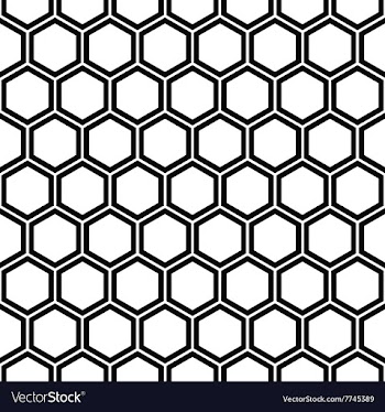 Repeating black and white hexagon pattern vector image