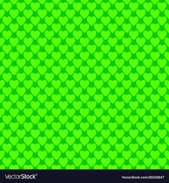 Repeating green heart background pattern vector image
