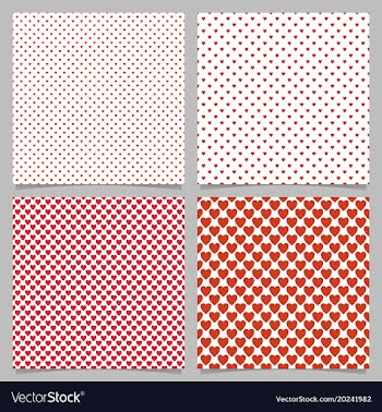 Repeating heart pattern background set - love vector image