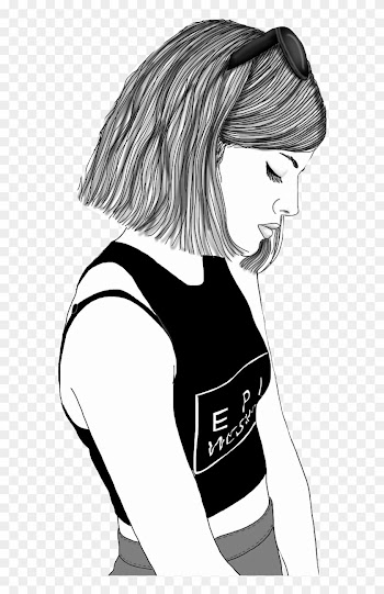 Report Abuse - Girl Cartoon Drawing Black And White