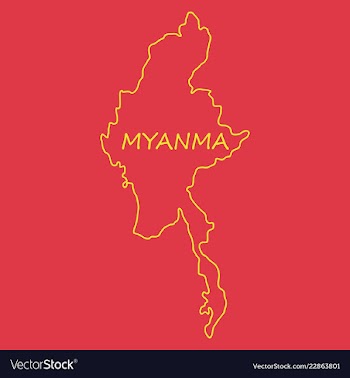 Republic of the union of myanmar flag and map vector image