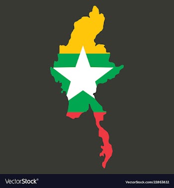 Republic of the union of myanmar flag and map vector image