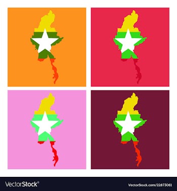 Republic of the union of myanmar flag and map vector image