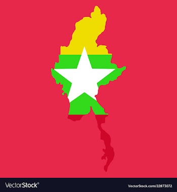 Republic of the union of myanmar flag and map vector image