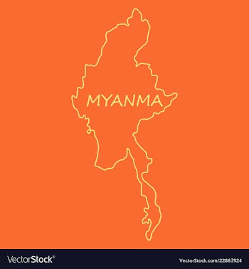 Republic of the union of myanmar flag and map vector image
