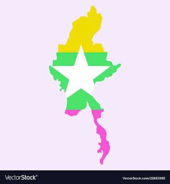 Republic of the union of myanmar flag and map vector image