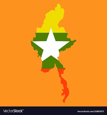 Republic of the union of myanmar flag and map vector image
