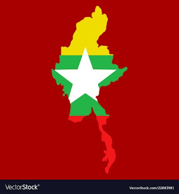 Republic of the union of myanmar flag and map vector image