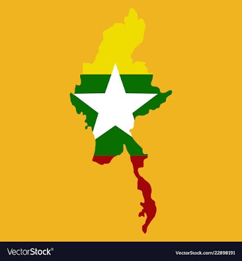 Republic of the union of myanmar flag and map vector image
