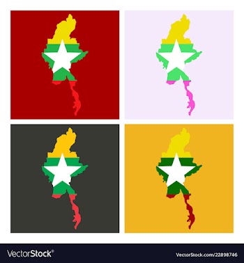 Republic of the union of myanmar flag and map vector image