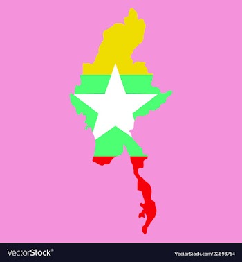 Republic of the union of myanmar flag and map vector image