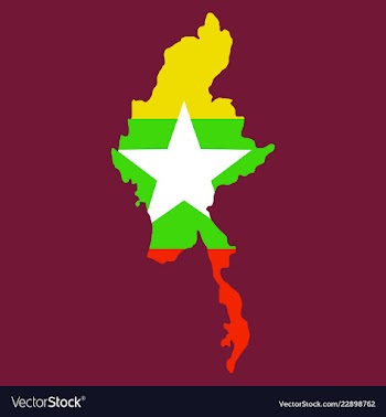 Republic of the union of myanmar flag and map vector image
