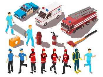Rescue service isometric set Free Vector