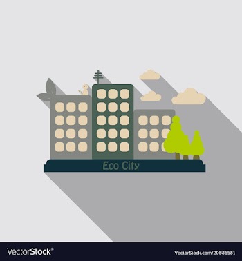 Residential area with houses parks trees and vector image