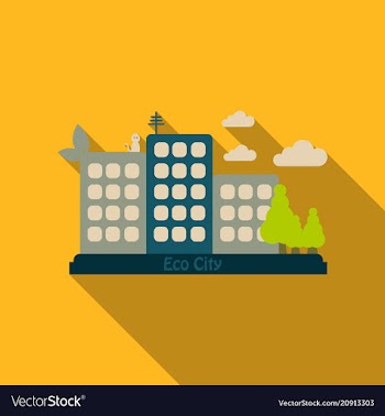Residential area with houses parks trees and vector image
