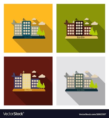 Residential area with houses parks trees and vector image