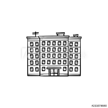Residential building hand drawn outline doodle icon