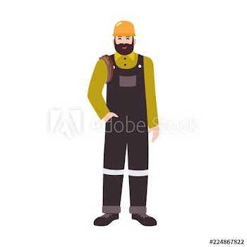 Residential plumber, drain or pipe cleaning service worker wearing overalls and hard hat
