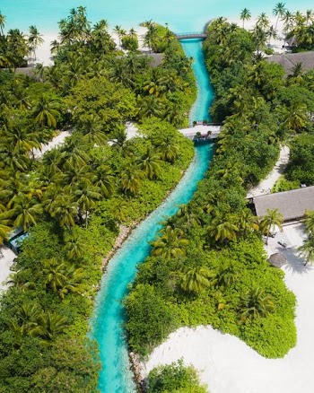 Resort canal into the sea in the Maldives